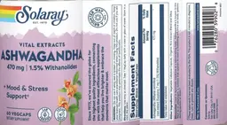 Label for Ashwagandha 470 mg