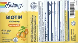 Label for Biotin 1000 mcg Natural Orange Flavor