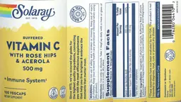 Label for Buffered Vitamin C with Rose Hips & Acerola 500 mg