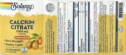 Label for Calcium Citrate Chewables 1000 mg Natural Orange Flavor