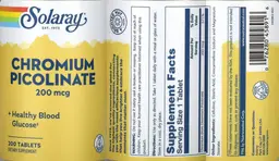 Label for Chromium Picolinate 200 mcg