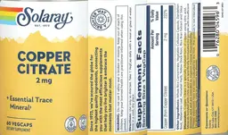 Label for Copper Citrate 2 mg