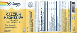 Label for Enhanced Absorption Calcium Magnesium 2:1 Ratio with Vitamin D-2