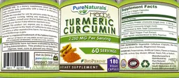 Label for Turmeric Curcumin 2,250 mg