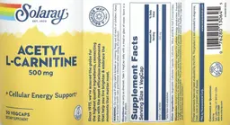 Label for Acetyl L-Carnitine 500 mg
