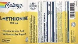 Label for L-Methionine 500 mg