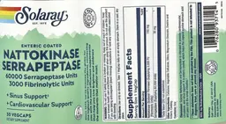 Label for Nattokinase Serrapeptase Enteric Coated