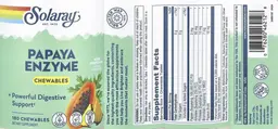 Label for Papaya Enzyme Chewables Natural Pineapple Flavor