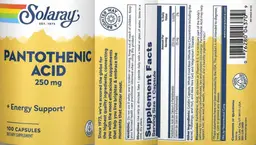 Label for Pantothenic Acid 250 mg