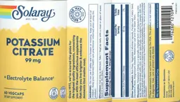 Label for Potassium Citrate 99 mg