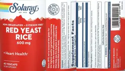 Label for Red Yeast Rice 600 mg