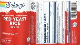 Label for Red Yeast Rice 600 mg