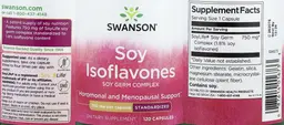 Label for Soy Isoflavones 750 mg