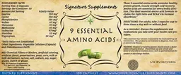 Label for 9 Essential Amino Acids