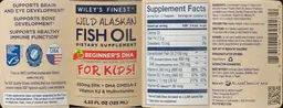 Label for Wild Alaskan Fish Oil Beginner's DHA For Kids! Strawberry Watermelon Flavor