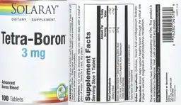 Label for Tetra-Boron 3 mg