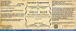 Label for Folic Acid 800 mcg