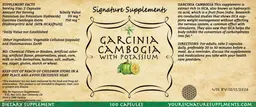 Label for Garcinia cambogia with Potassium