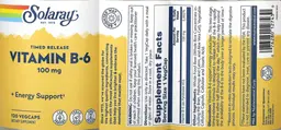 Label for Vitamin B-6 100 mg Timed Release