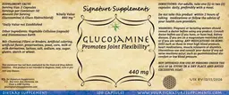 Label for Glucosamine 440 mg
