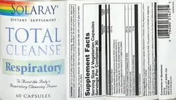 Label for Total Cleanse Respiratory