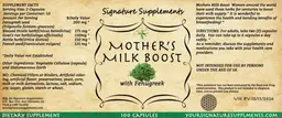 Label for Mother's Milk Boost