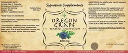 Label for Oregon Grape 400 mg