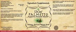 Label for Saw Palmetto 300 mg