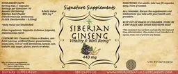 Label for Siberian Ginseng 440 mg