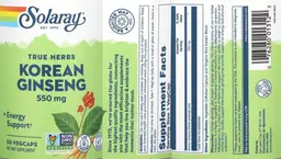 Label for Korean Ginseng 550 mg