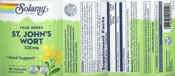 Label for St. John's Wort 325 mg