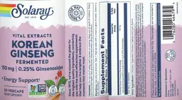 Label for Fermented Korean Ginseng 150 mg
