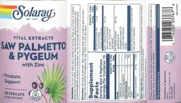 Label for Saw Palmetto & Pygeum with Zinc