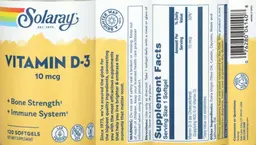 Label for Vitamin D-3 10 mcg