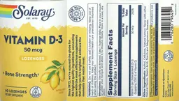 Label for Vitamin D-3 50 mcg Lozenges Natural Lemon Flavor