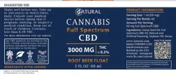 Label for Cannabis Full Spectrum CBD 3000 mg Root Beer Float