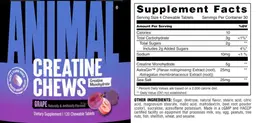 Label for Animal Creatine Chews Grape Flavor