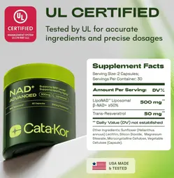 Label for NAD+ Advanced 500 mg