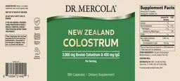Label for New Zealand Colostrum 3,000 mg Bovine Colostrum & 450 mg IgG