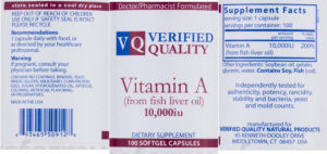Vitamin A (From Fish Liver Oil) 10,000 I