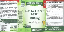 Label for Alpha Lipoic Acid 200 mg plus Biotin Optimizer