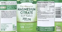 Label for Magnesium Citrate Softgels 250 mg
