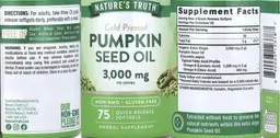 Label for Pumpkin Seed Oil 3,000 mg