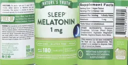 Label for Melatonin 1 mg