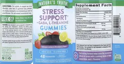 Label for Stress Support Gummies Delicious Lemon & Strawberry Flavor