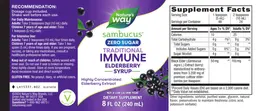 Label for Sambucus Traditional Elderberry Immune Syrup Zero Sugar