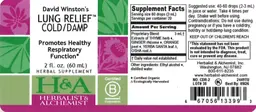 Label for David Winston's Lung Relief Cold/Damp