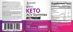 Label for Bliss Keto ACV Gummies Extreme