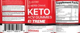 Label for Keto Crave Keto ACV Gummies Extreme