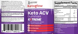 Label for Ketoglow Keto ACV Gummies Extreme